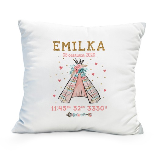 Подушка для свідоцтва про народження дівчинки + ім'я