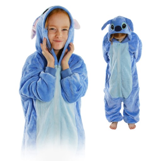 ONESIE KIGURUMI PYŽAMO JEDNODIELNA KOMBINÉZA DETSKÉ TEPLÁKY STITCH 98-104