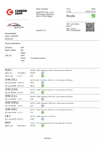 triska vstřikovač testik 0445110601 BMW F31 2.0 D 143KM 11-16