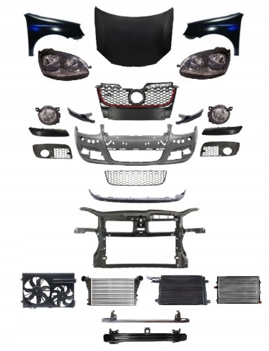 GLF5GTIKPLPRZ - VW GOLF 5 V GTI В КОМПЛЕКТЕ РЕМЕНЬ КАПОТА, БАМПЕР