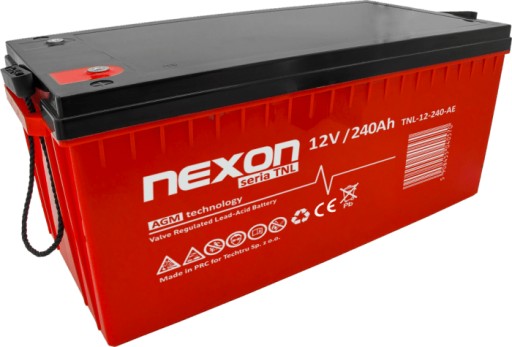 Необслуговуваний акумулятор nexon tnl 240-12 vrla agm 12v 240ah довгий термін служби