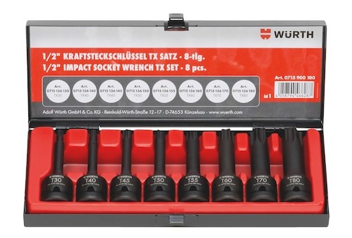 Набір ударних гайкових ключів WURTH 1/2 дюйма TORX