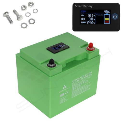 Аккумулятор lifepo4 lp12-60 60ah 12v 60a azo цифровой с жк-экраном для лодки