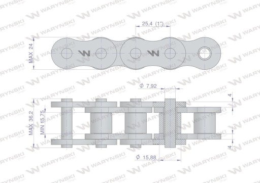 W-L16AH1-34PS - Роликовая цепь 16Ah-1-34PS ANSI A 80 H Famarol