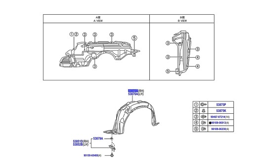 53875-0d430 - YARIS III 11-17 АРКИ ПЕРЕДНИХ КОЛЕС, ПЕРЕДНЯЯ СПРАВА