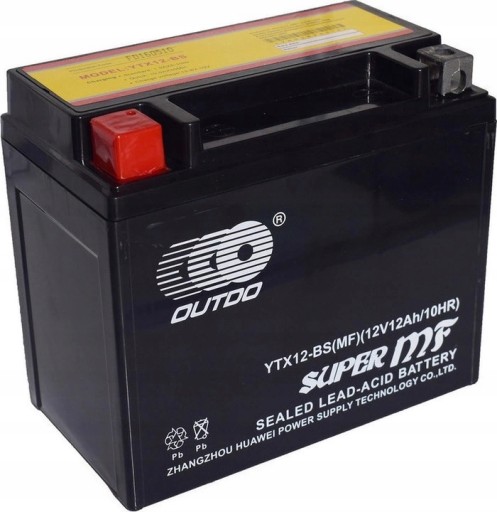 UTX12-BS - Аккумулятор Outdo YTX12-BS 10Ah 180a Gel