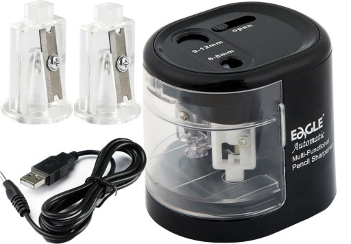 Електроточилка подвійна з контейнером Eagle black