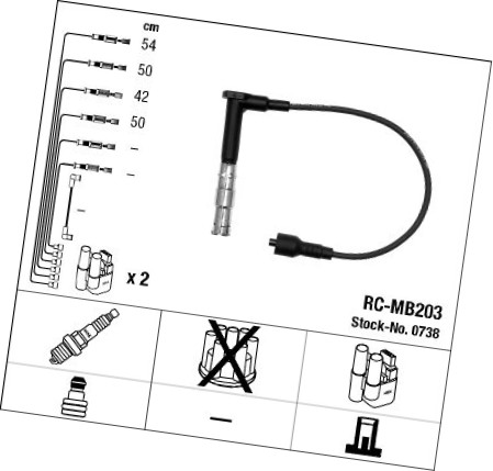 Ngk 0738 rc-mb203 кабели зажигания