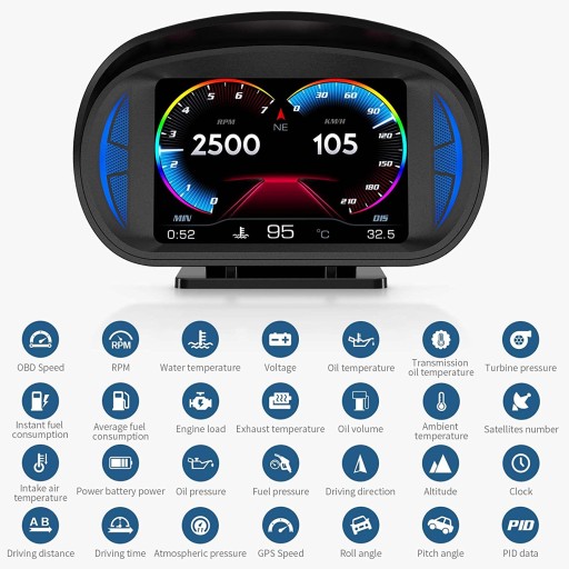 Універсальний автомобільний HUD OBD2 спідометр тахометр
