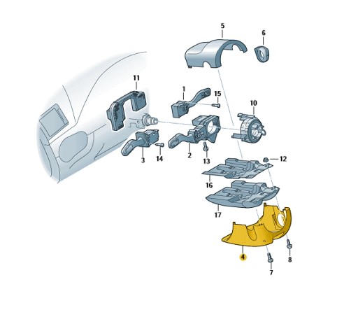 8E0953512N - Корпус колонки крышка рулевого колеса AUDI A4 B6 B7