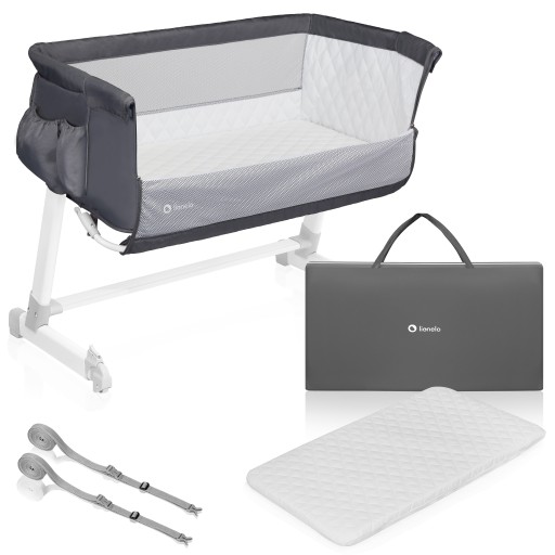 Дорожнє ліжечко Lionelo 52 х 94,5 см, відтінки сірий і сріблястий