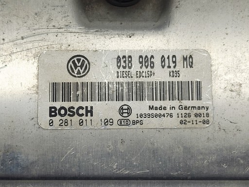computer control unit Vw GOLF IV BORA 1.9 TDI 038906019MQ 0281011109