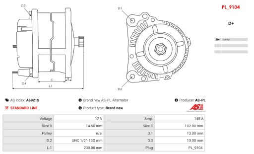 A6921S - Новый генератор переменного тока as-pl
