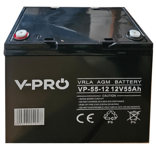 Agm батарея vrla vpro 600 циклів 55 ah вольт польща 12v дбж без обслуговування