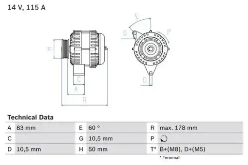 Генератор 115a 0 986 041 320 bosch mercedes