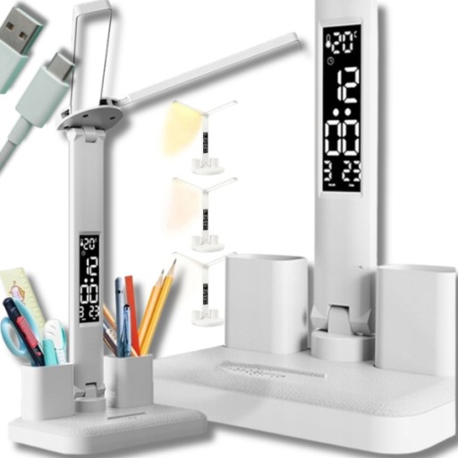 Lampka Biurkowa Led Lampa Na Biurko Szkolna Podwójna Dotykowa Nauka Usb 7W