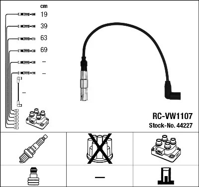 Кабелі запалювання rc-vw1107/ngk ngk 44227