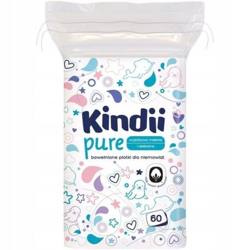 Kindii Pure прямокутні косметичні подушечки 60 шт.