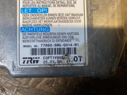 77960-SMG-G014-M1 - HONDA CIVIC VIII SENSOR МОДУЛЬ ПОДУШКИ БЕЗОПАСНОСТИ SRS ЕВРОПА 07