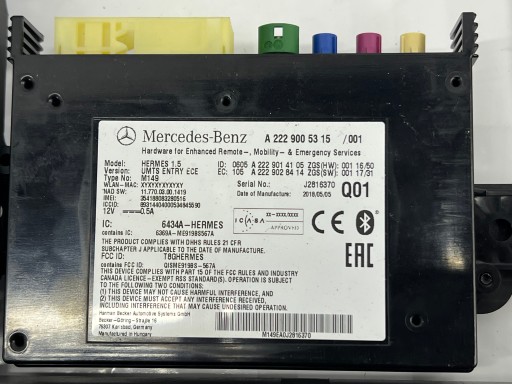 MERCEDES W205 X253 module control unit TELEMATIK KOMPLET A2229005315