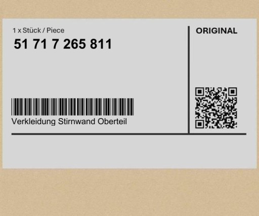 51717265811 7265811 - Верхня обшивка стіни перегородки. MINI R57 R57 R55 R55 R58 R58 R56 R56 R59 R59