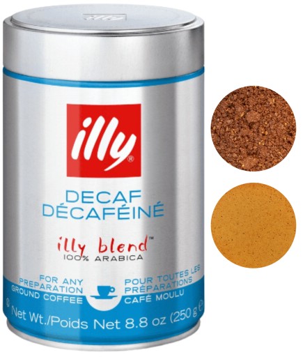 Mletá káva illy Espresso Decaf bez kofeínu 250g