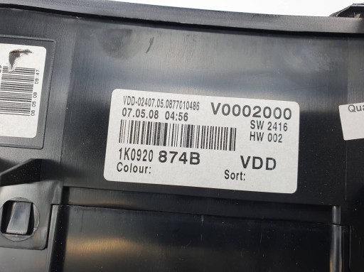 dials clock 1K0920874B VOLKSWAGEN GOLF V