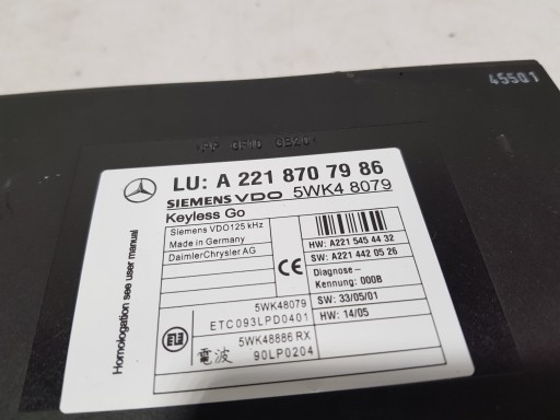 module control unit KEYLESS GO MERCEDES W221 2218707986
