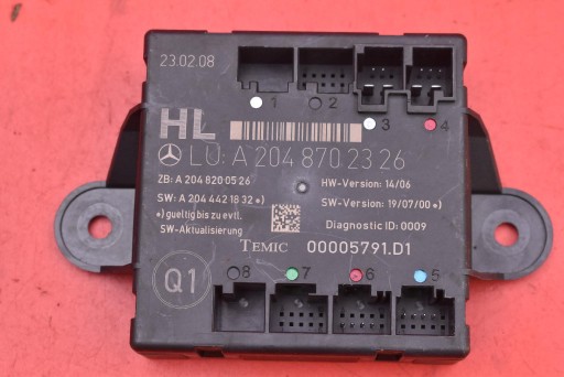 control unit module door left rear part A2048702326 MERCEDES C-KLASA W204 sedan 07