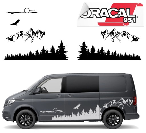 Наклейки для автомобиля Camper набор лес + горы 2шт.