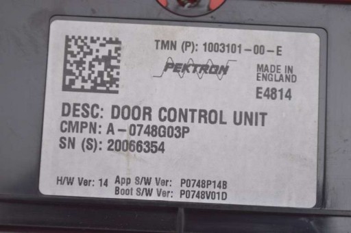 control unit module door right front 1003101-00-E TESLA MODEL S 12-20