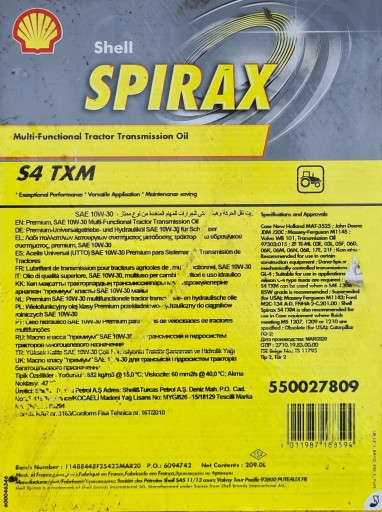 Масло SHELL 10W30 SPIRAX (DONAX) S4 TXM 209L UTTO GL4 / пер. -