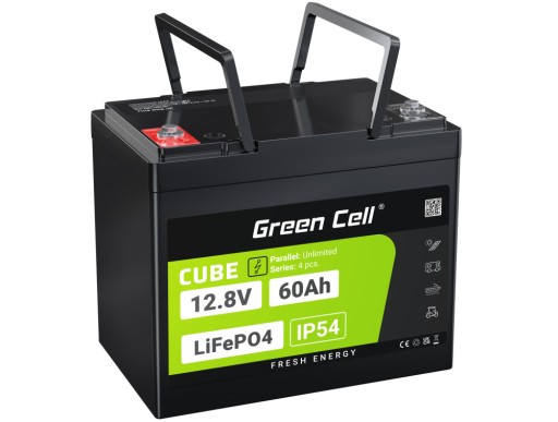 Перезаряжаемая литиевая батарея lifepo4 green cell 12,8 в 12 в 60 ач bms light 7 кг