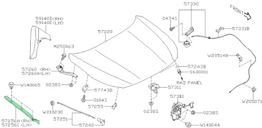 57256AN00A - БРЫЗГОВИК ПРАВЫЙ SUBARU LEGACY OUTBACK 2019-
