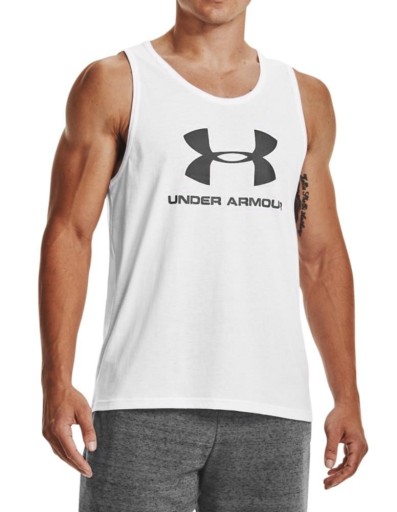 Under Armour tričko bez rukávov okrúhle bavlna biela