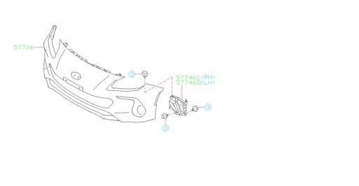 57746CC000 - КРЕПЛЕНИЕ БАМПЕРА ПРАВОЕ SUBARU BRZ 2.4 2020-