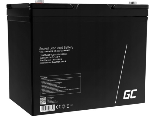Аккумулятор greencell agm57 80ah 12v