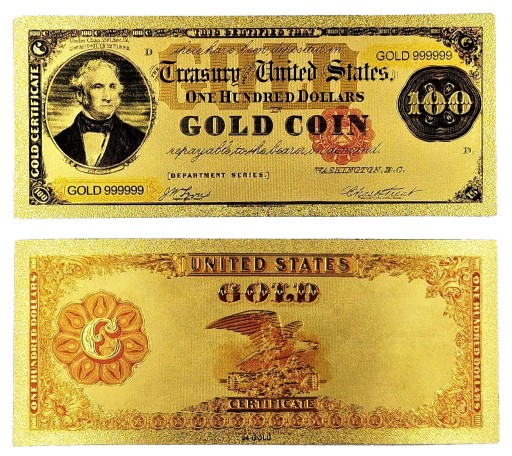 100 Dolarów 1882 Pozłacany Banknot Kolekcjonerski