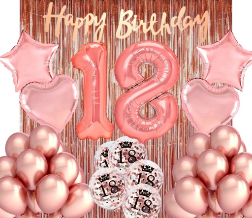 НАБІР ДЕКОРАЦІЙ повітряними кулями 18th BIRTHDAY ROSE настінний