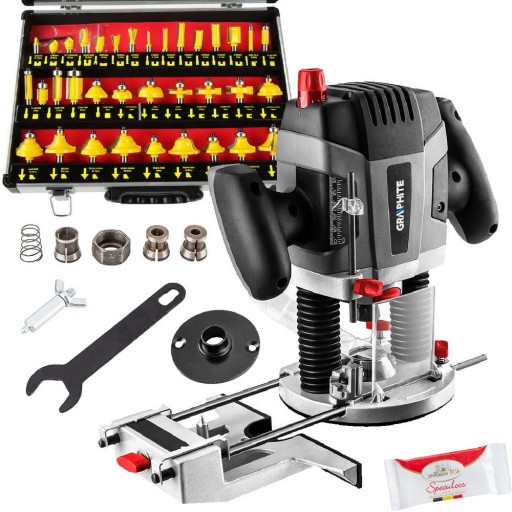 ФРЕЗЕР ВЕРХНЬОГО ШПИНДЕЛЯ 1300W GRAPHITE 59G717 + ФРЕЗИ