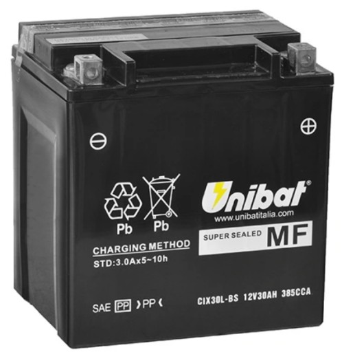 CIX30L-BS - Акумулятор UNIBAT YIX30L-BS 30AH HARLEY ELECTRA