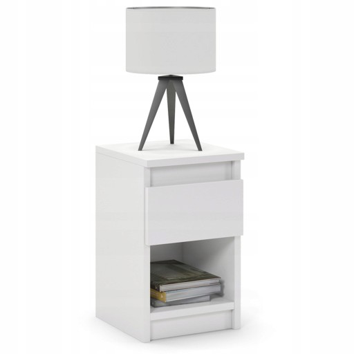 Біла тумбочка ящик і полиця комод шафа