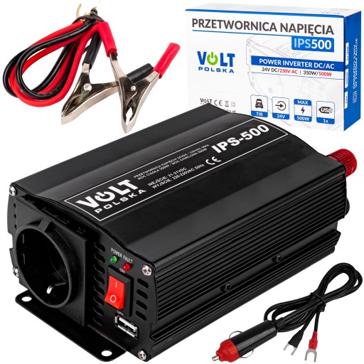 ПРЕОБРАЗОВАТЕЛЬ ТОКА 24V 230V АВТОМОБИЛЬНАЯ НАПРЯЖЕНИЯ IPS 350W \/ 500W +КАБЕЛЬ TIR изображение 1