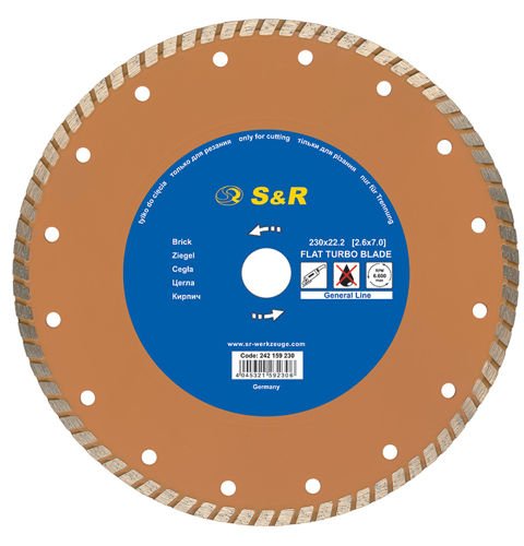 S & R Алмазний Турбо ріжучий диск 230/2, 6 мм.