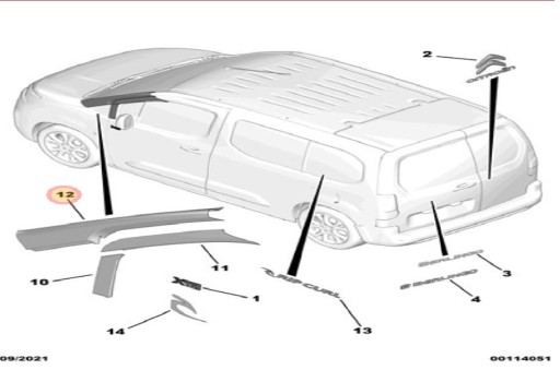 9816504380 9816504480 - НАКЛЕЙКА НА ОБЛОЖКУ НОВОЙ ПОЧТЫ ЧЕРНАЯ BERLINGO 19-