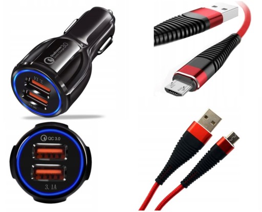 USB 3.0 автомобильное зарядное устройство + micro USB кабель