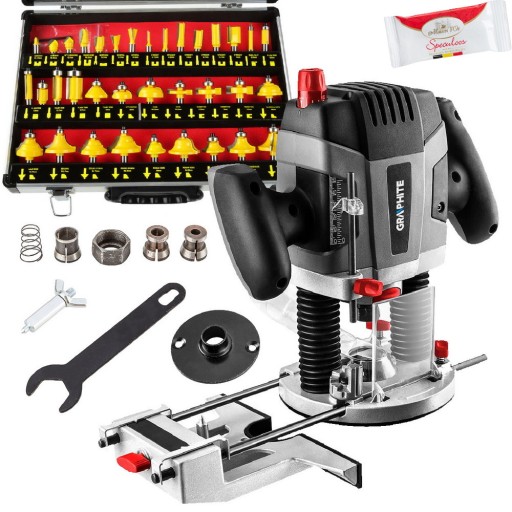 ВЕРХНИЙ ШПИНДЕЛЬ ФРЕЗЕРНЫЙ СТАНОК 1300ВТ ГРАФИТ 59G717 + ФРЕЗЫ