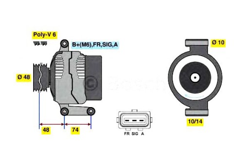 0 986 - Генератор ford fiesta v 1.3 01- ka 1.6 03- bosch