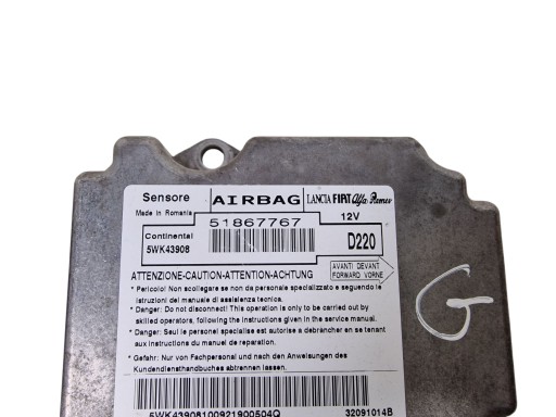 FIAT 500 ALFA ROMEO module SENSOR airbag 51867767