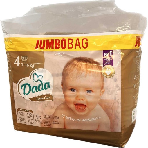 Pieluszki JumboBag DADA EXTRA CARE 4 82 sztuki Dobrze chłonne